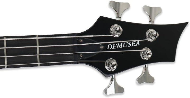 demusea electric bass guitar full size standard 4strings glossy black 34inch scale length 24frets maple neck phoenix body fixed bridge 2V 2T control for beginner starter practice show (BK-YIB30) - Image 4